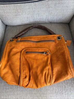 Andrea Brueckner cognac colored large leather shoulder bag